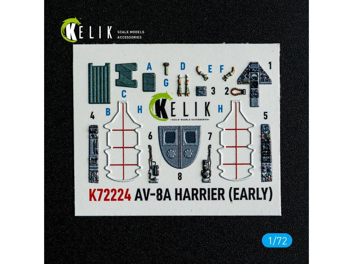 1/72 AV-8A ハリアー (初期) 内装3Dデカール (イタレリ用)
