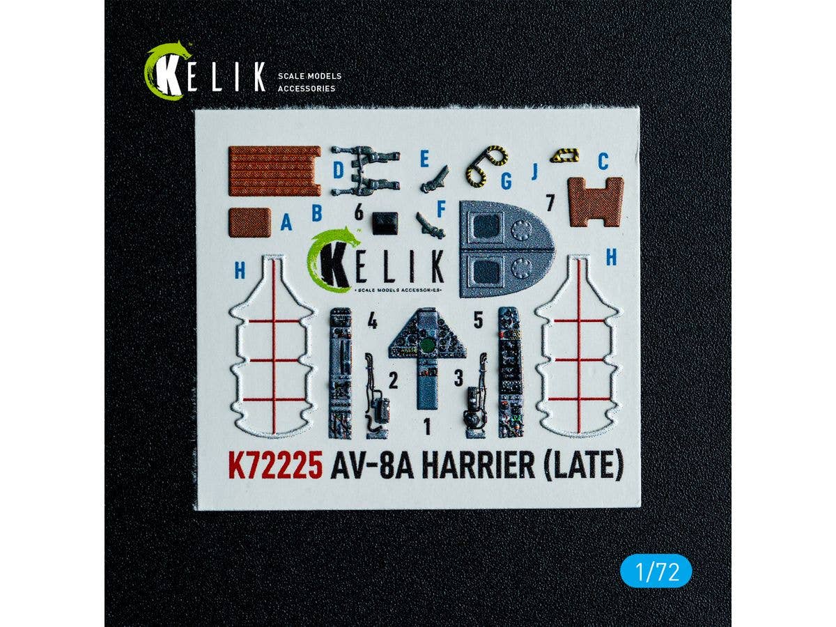 1/72 AV-8A ハリアー (後期) 内装3Dデカール (イタレリ用)