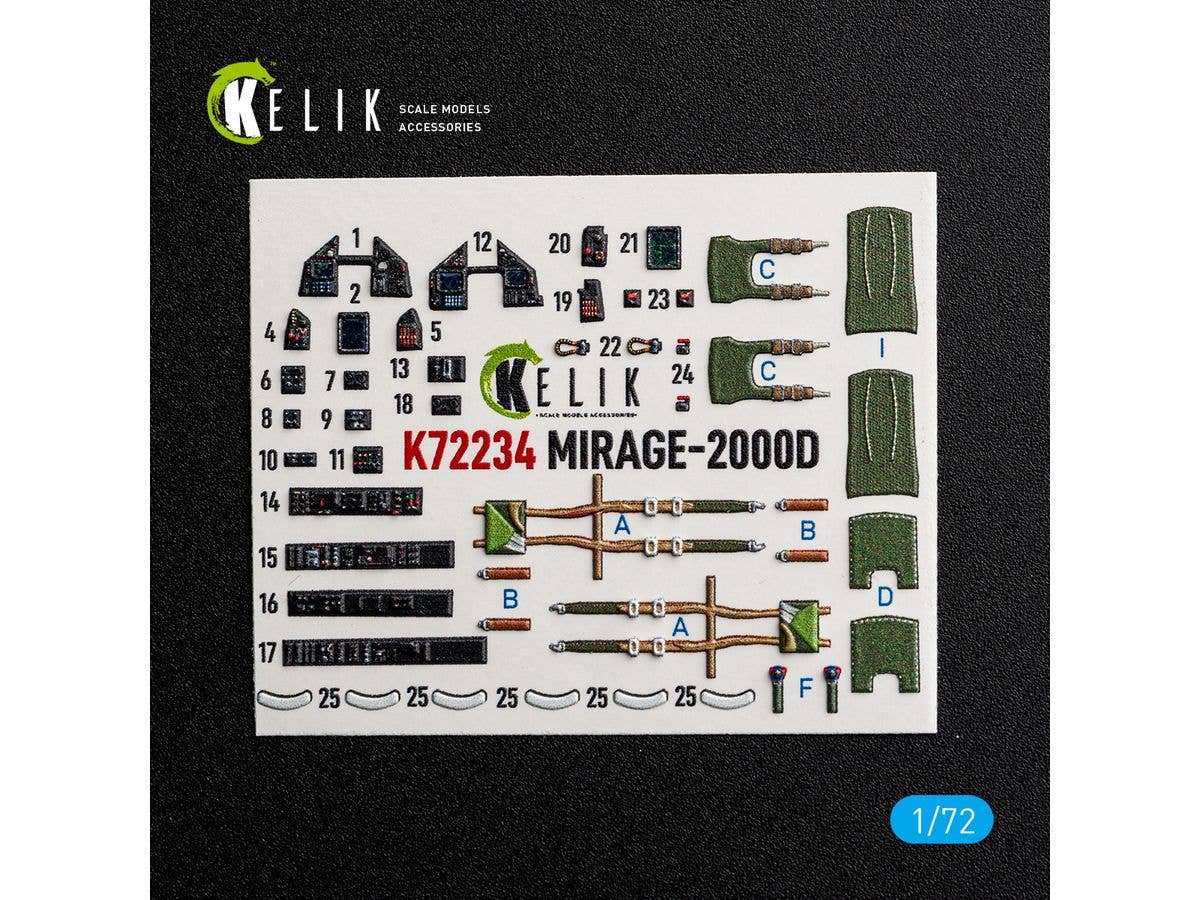 1/72 ミラージュ2000D 内装3Dデカール (ドリームモデル用)