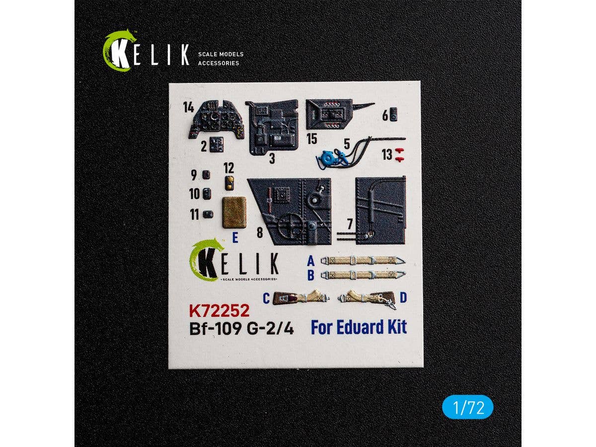 1/72 Bf109G-2/G-4 内装3Dデカール (エデュアルド用)