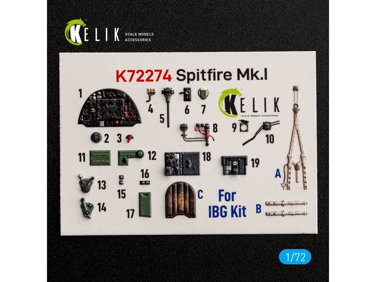 1/72 スピットファイア Mk.I内装3Dデカール (IBG用)