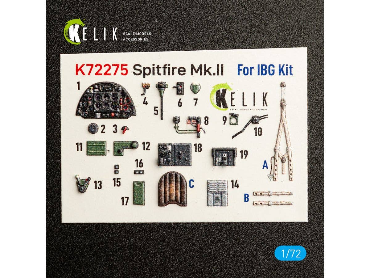 1/72 スピットファイア Mk.II内装3Dデカール (IBG用)