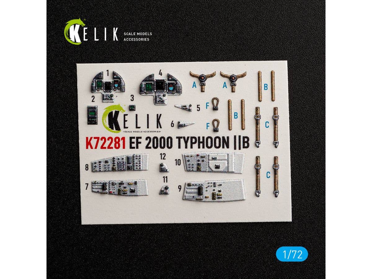 1/72 ユーロファイター タイフーン (複座型) 内装3Dデカール (イタレリ用)