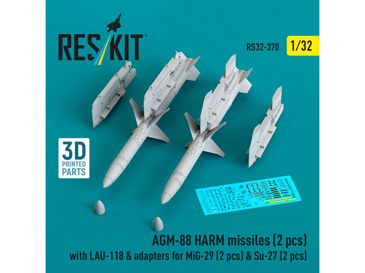 1/32 AGM-88 対レーダーミサイルw/LAU-118 ランチャー & MiG-29/Su-27用パイロン (各2個)セット
