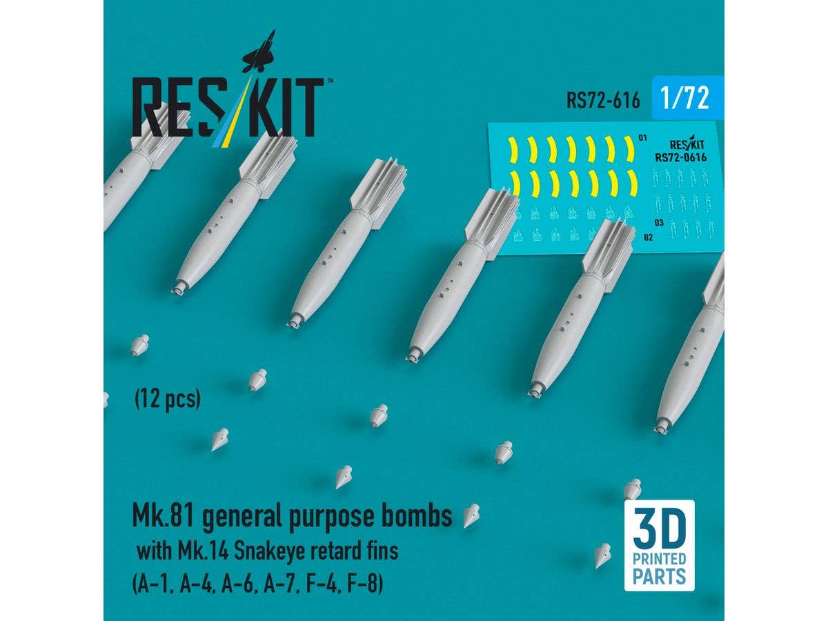 1/72 Mk.81 250ポンド航空爆弾w/Mk.14 減速フィン (12個入)