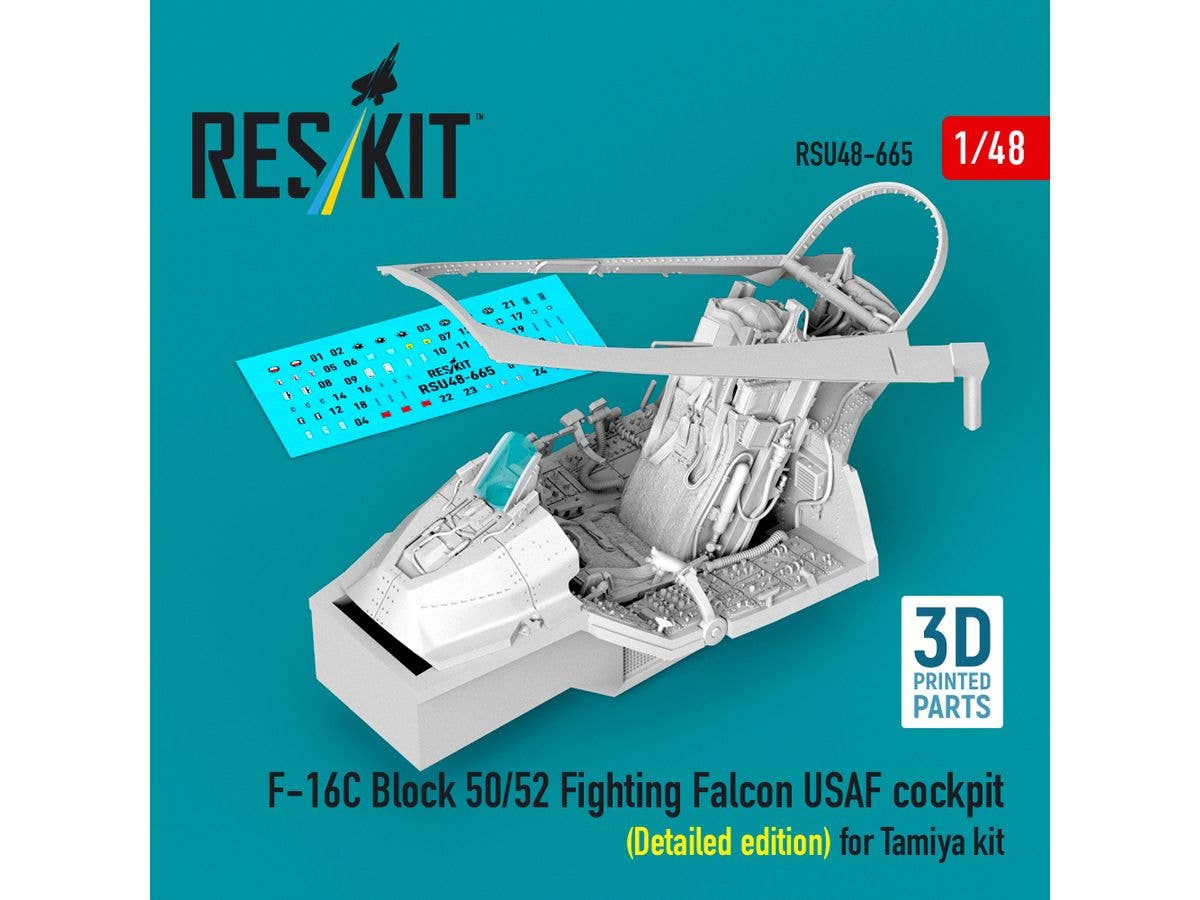1/48 F-16C ブロック50/52 コックピットw/立体計器盤・コンソール (タミヤ用)