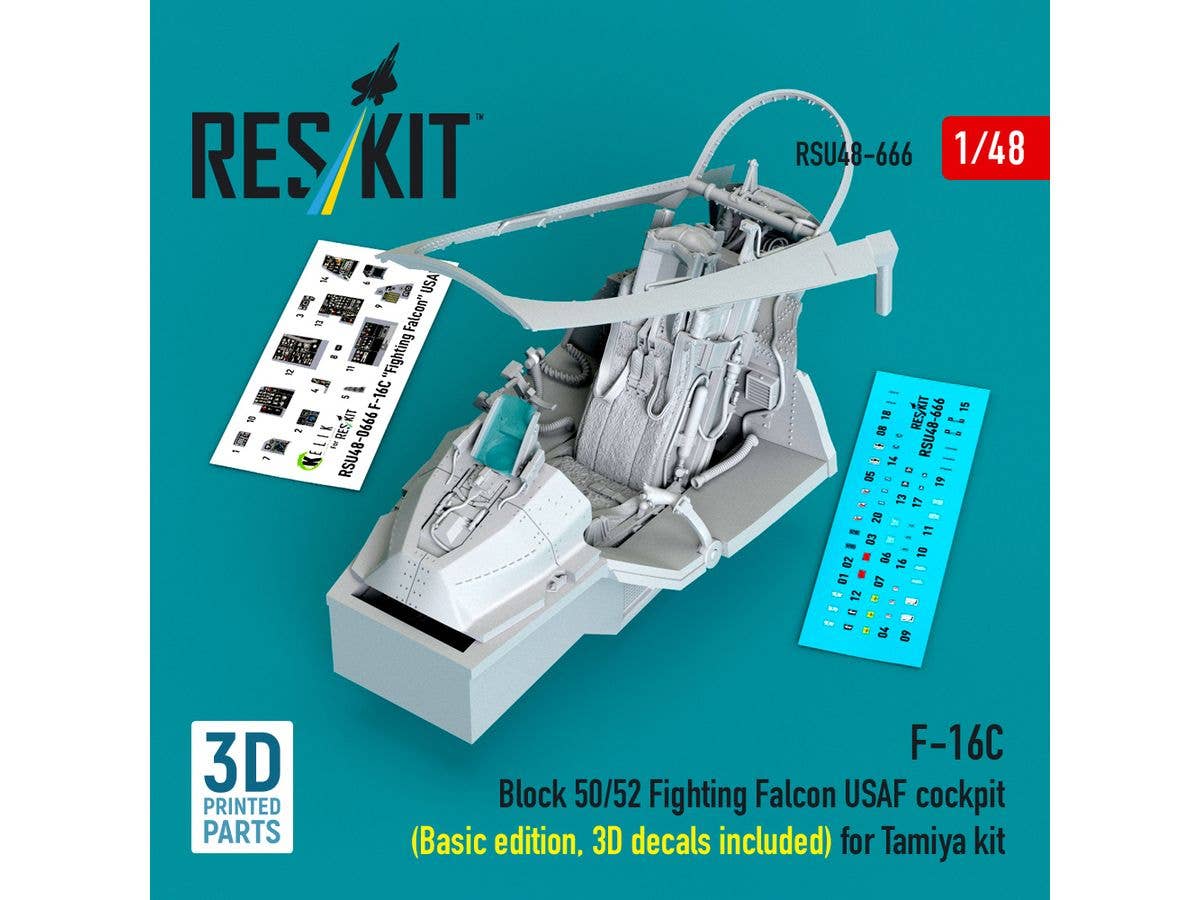 1/48 F-16C ブロック50/52 コックピットw/3D内装デカール (タミヤ用)