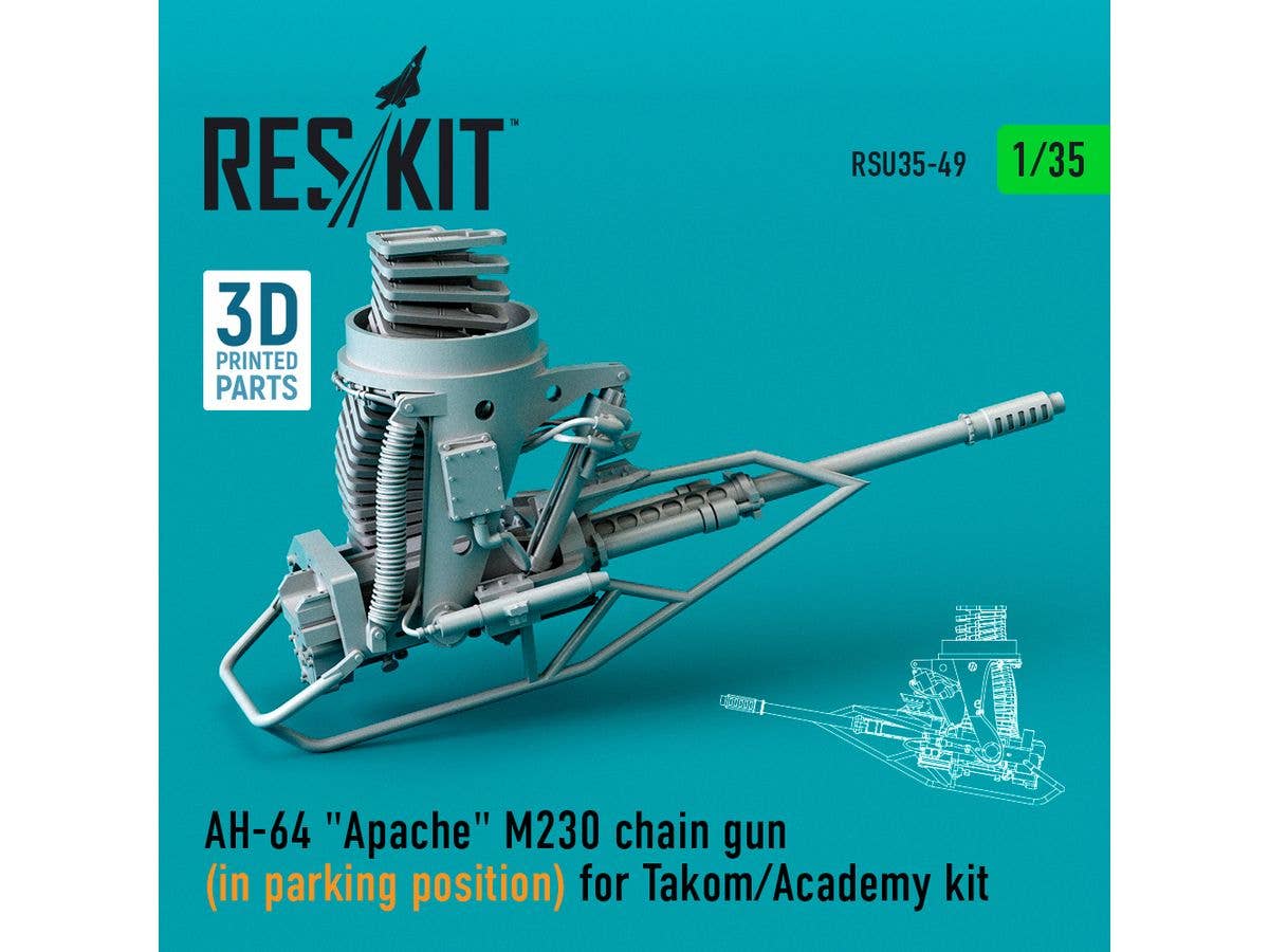 1/35 AH-64 アパッチ M230 チェーンガン (駐機モード) (タコム/アカデミー用)