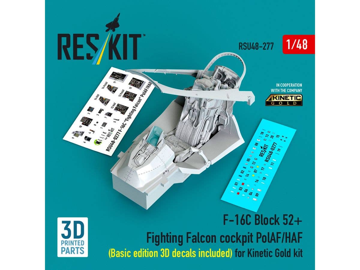 1/48 F-16C ブロック52+ ポーランド/ギリシア仕様コックピット w/3D内装デカール (キネティック用)