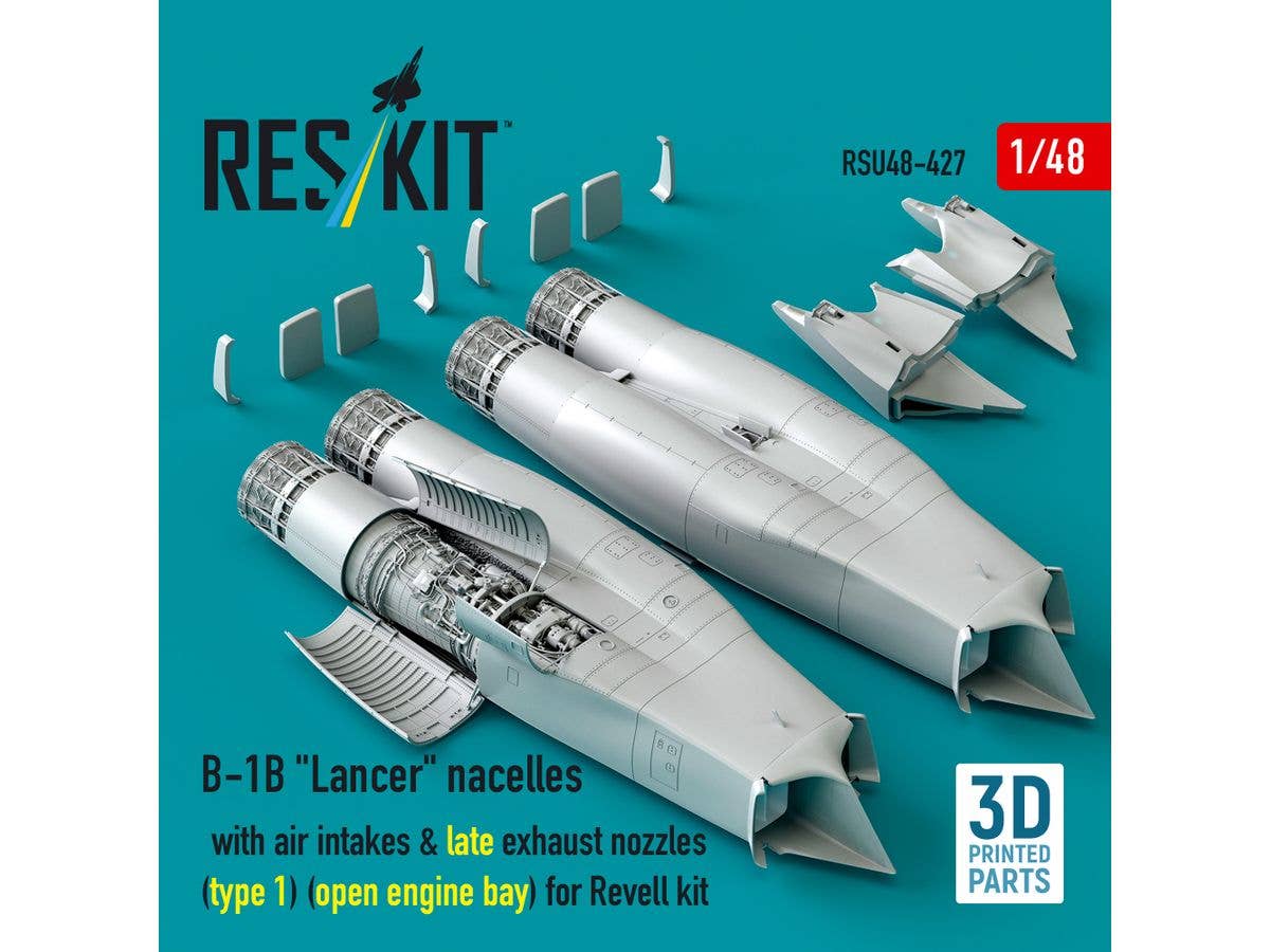 1/48 B-1B ランサー エンジンナセル (後期アフターバーナー1・開状態点検パネル) (レベル用)