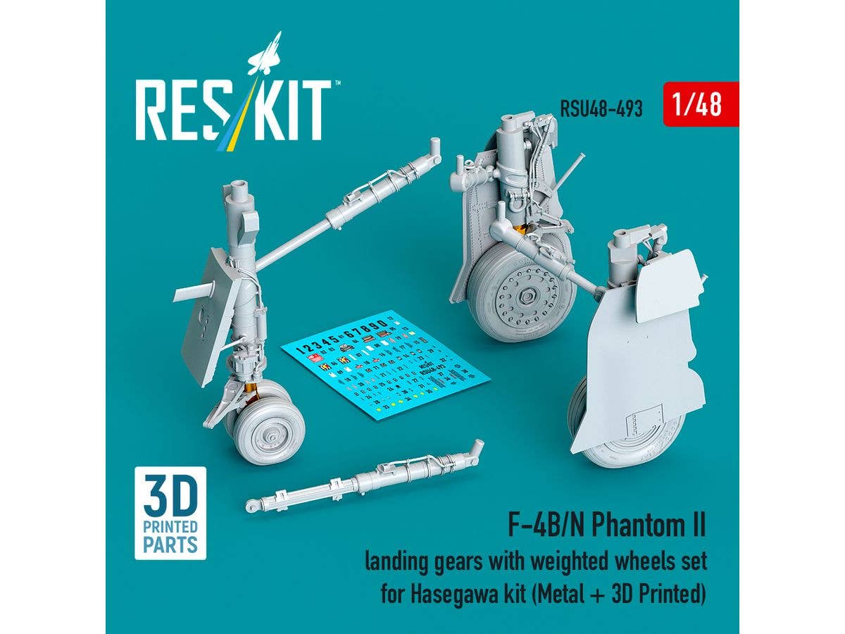 1/48 F-4B/N 着陸装置 w/自重変形ホイール& 固定金具 (ハセガワ用)