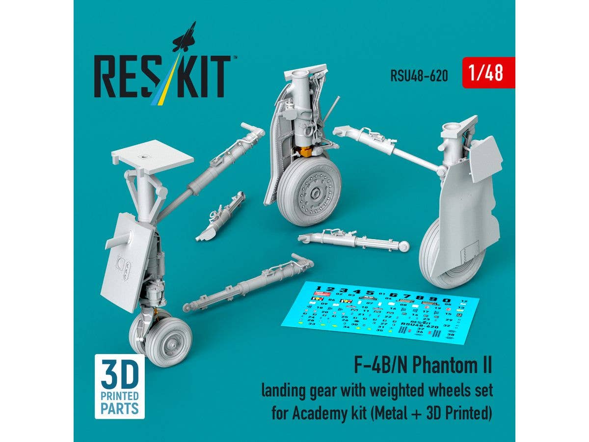 1/48 F-4B/N 着陸装置w/自重変形ホイール& 固定金具 (アカデミー用)