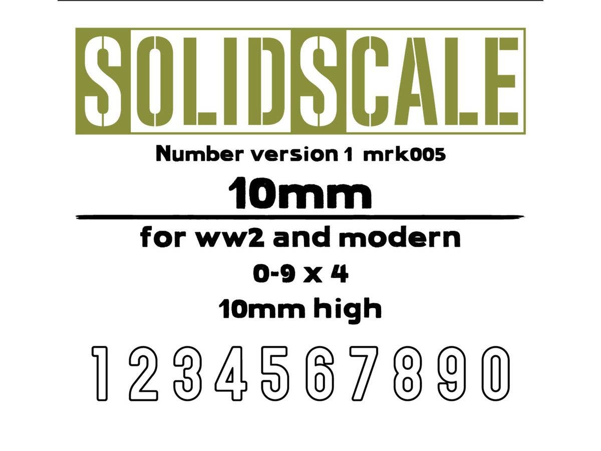 ソリッドスケール:ナンバーマスキングシート 1 (WW.II  & 現用/10mm/0 - 9 x 4)