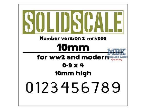 ソリッドスケール:ナンバーマスキングシート 2 (WW.II  & 現用/10mm/0 - 9 x 4)