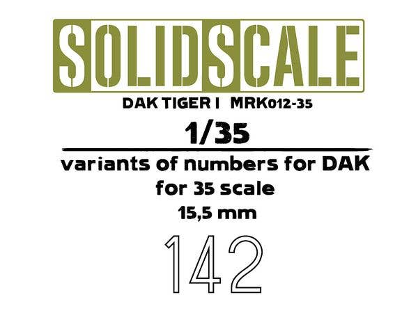 1/35 ソリッドスケール:ナンバーマスキングシート DAK タイガーI