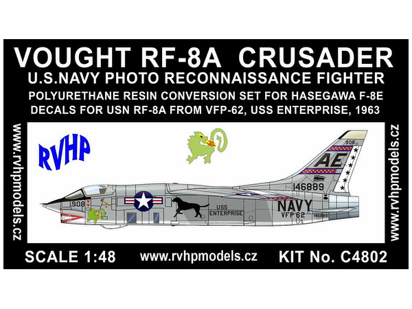 1/48 RF-8A クルセイダー 改造キット VFP-62 USSエンタープライズ (ハセガワ用)