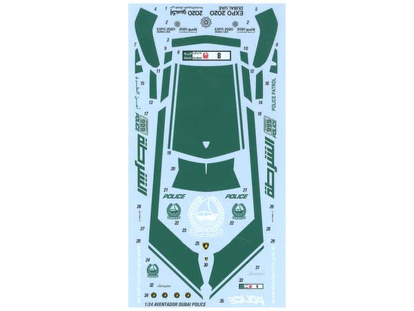 1/24 ランボルギーニ アヴェンタドール ドバイ警察 デカール (フジミ用)