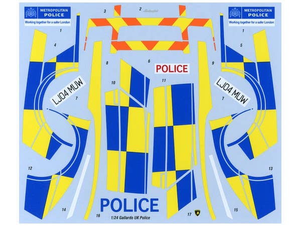 1/24 ランボルギーニ ガヤルド イギリス警察 デカール (フジミ用)