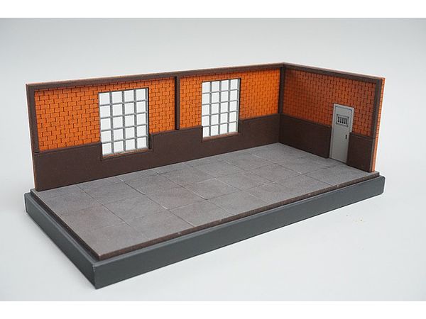 1/64 レンガ壁のガレージジオラマ ガレージ備品付属 (19.5cm x 9.5cm x 10cm