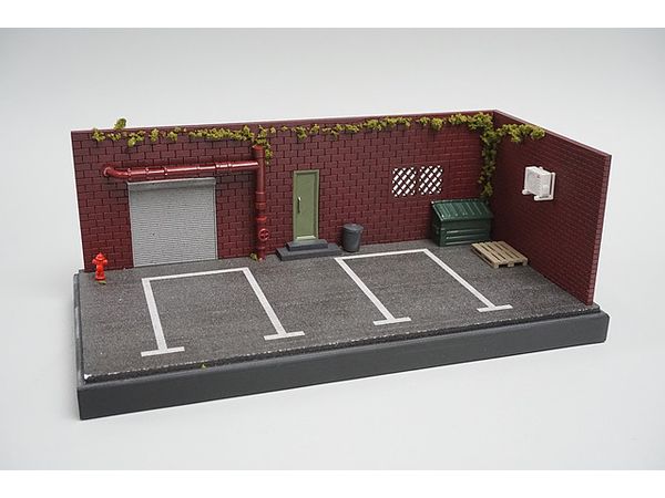 1/64 路地裏ジオラマ 倉庫と駐車スペース (19.5cm x 9.5cm x 10cm