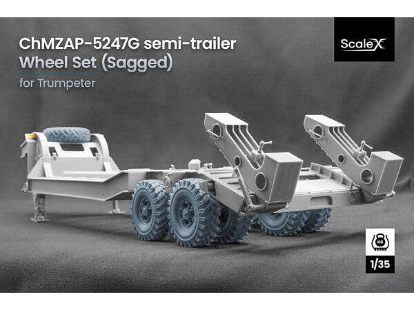 1/35 CHMZAP-5247G セミトレーラー自重変形ホイールセット (9個入) (トランぺッター用)