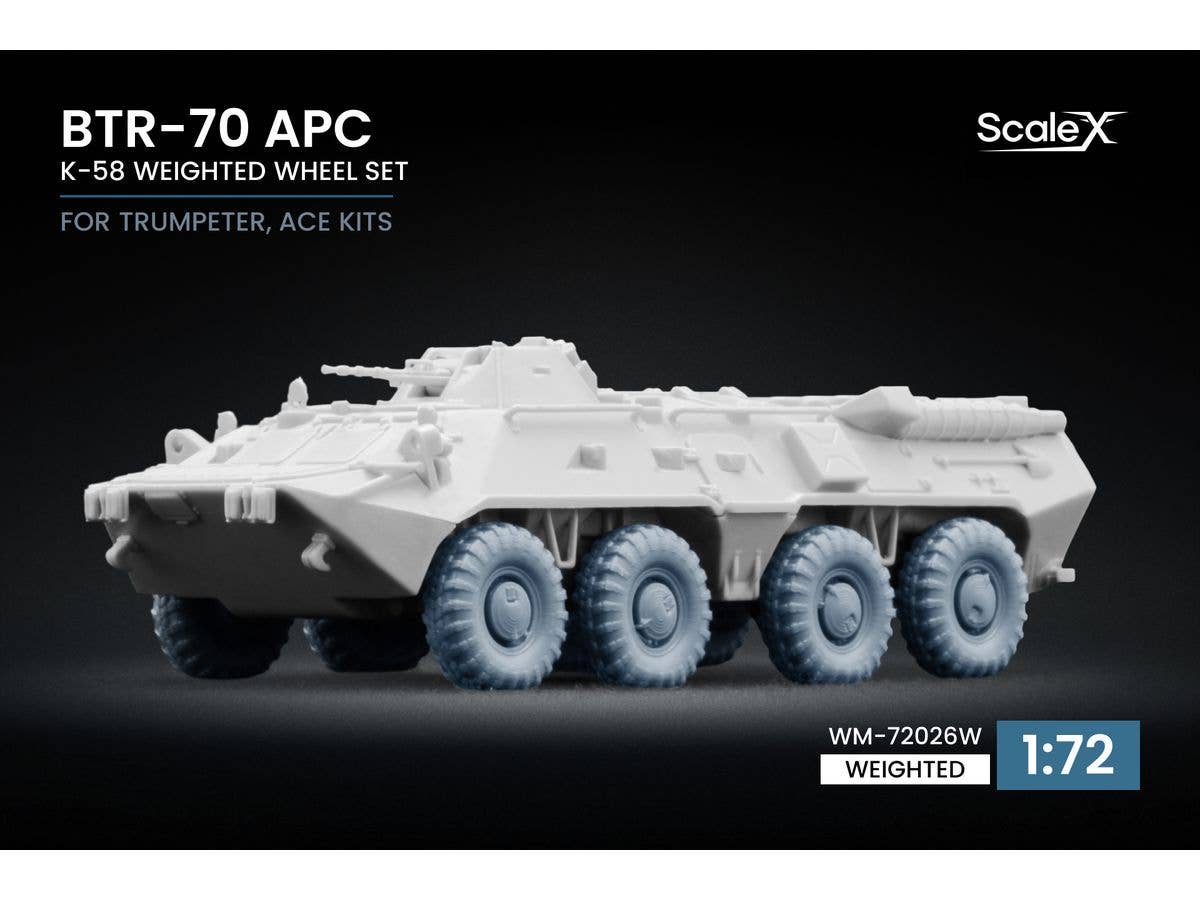 1/72 BTR-70 K-58 自重変形ホイールセット (9個入) (トランぺッター、エース用)