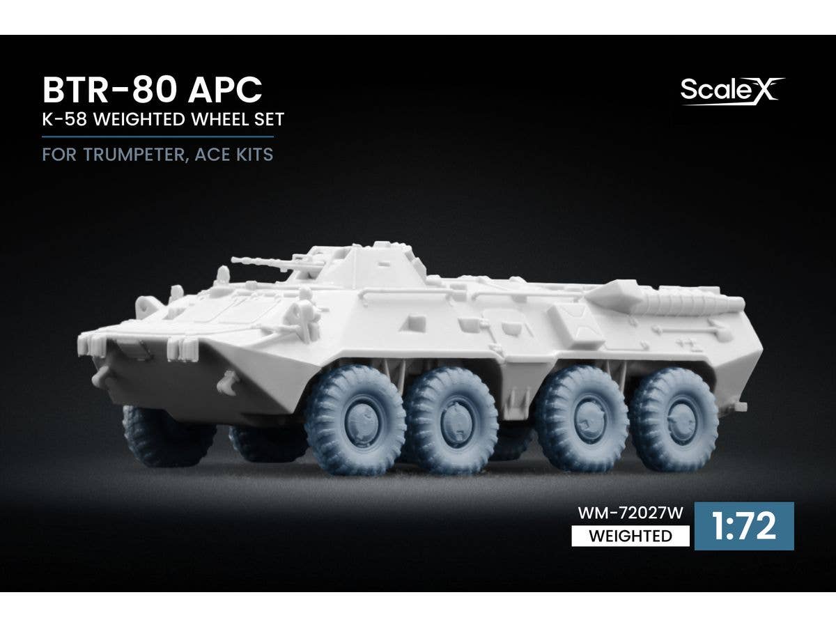 1/72 BTR-80 K-58 自重変形ホイールセット (9個入) (トランぺッター、エース用)