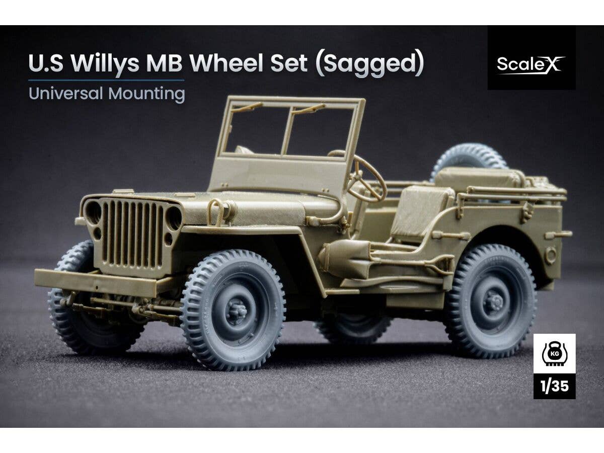 1/35 米陸軍 1/4トン ユーティリティ トラック自重変形ホイールセット (5個入) (汎用)