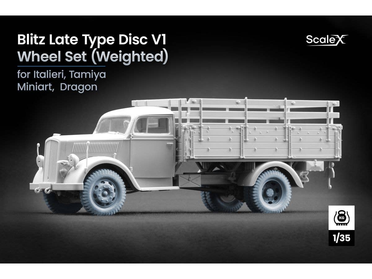 1/35 WWII ドイツ ブリッツ 3tトラック 後期自重変形ホイールセット V1 (5個入) (汎用)