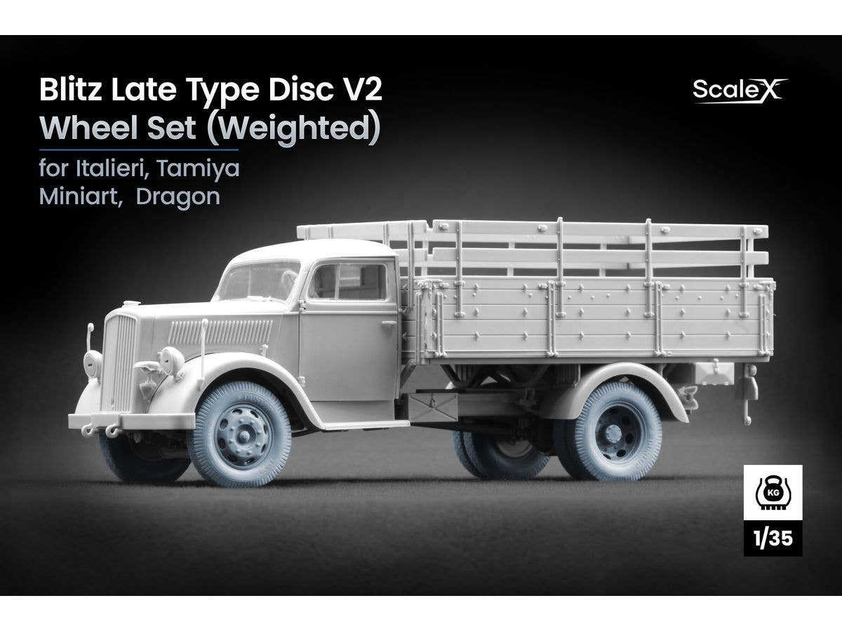 1/35 WWII ドイツ ブリッツ 3tトラック 後期自重変形ホイールセット V2 (5個入) (汎用)