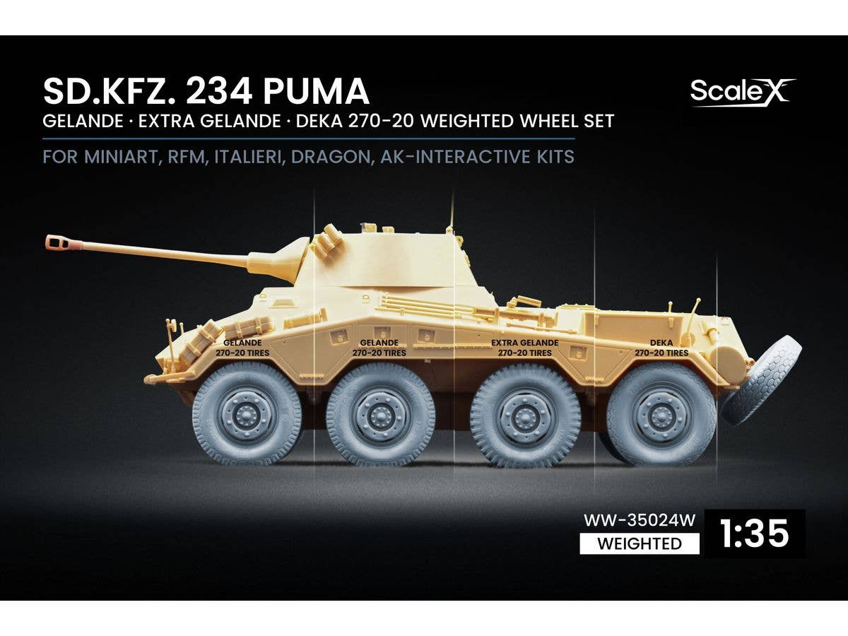 1/35 Sd.Kfz.234 プーマ自重変形ホイールセット (v2+v2+v1+v3) (計9個入、汎用)