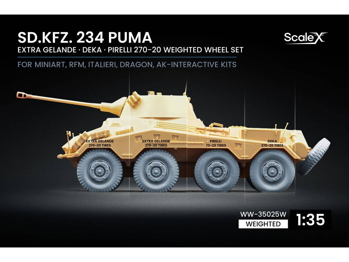 1/35 Sd.Kfz.234 プーマ自重変形ホイールセット (v1+v1+v4+v3) (計9個入、汎用)