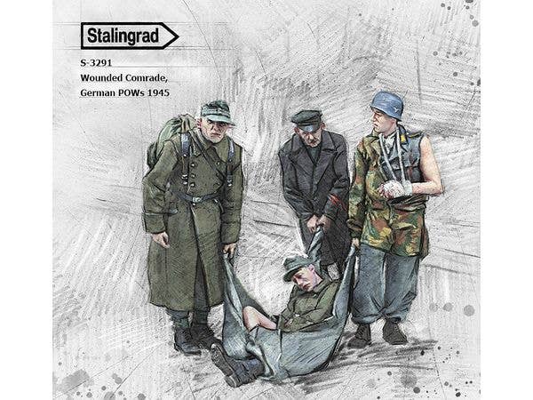 1/35 WWII ドイツ 傷ついた戦友 ドイツ軍捕虜 1945年 (4体入)