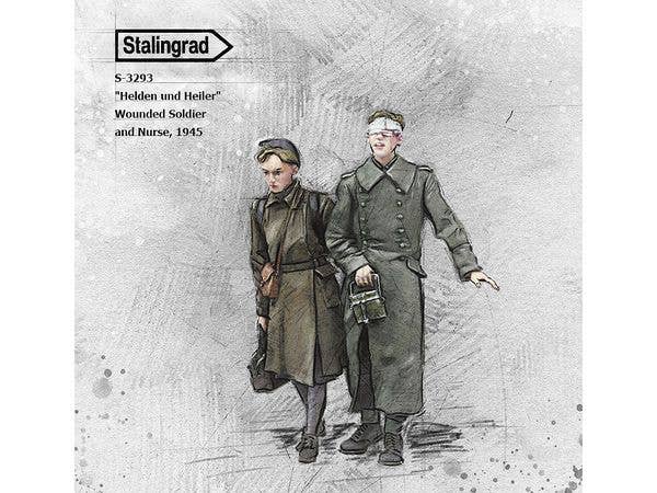 1/35 WWII ドイツ ヒーローとヒーラー 負傷兵と女性看護師 1945年 (2体入)