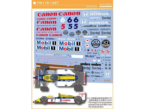1/20 FW11B 1987 デカールセット