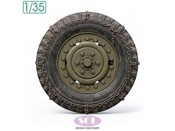 1/35 WWII アメリカ M16対空自走砲 チェーン付自重変形タイヤ & 履帯セット (AFVクラブ用)