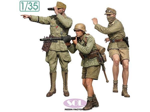 1/35 WWII ドイツ Sd.Kfz.250/3軽装甲無線車 乗員セット w/MG34機関銃 (3体入)