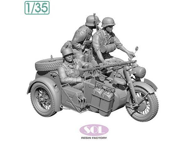1/35 WWII ドイツ KS750軍用サイドカー(乗員3体付)