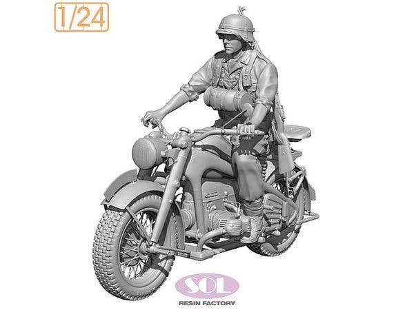 1/24 WWII ドイツ KS750軍用オートバイ(オートバイ兵付)