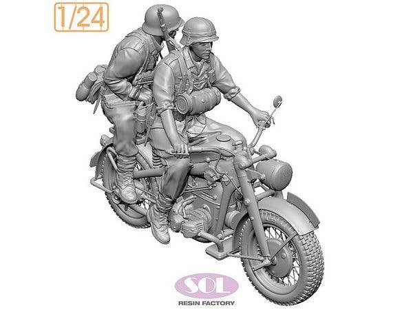 1/24 WWII ドイツ KS750軍用オートバイ(乗員2体付)
