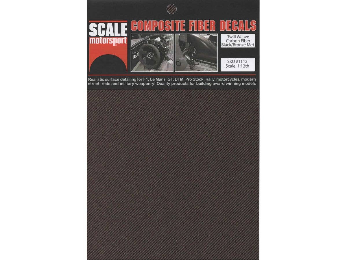 1/12 カーボンファイバーデカール (綾織り、黒・銅色)