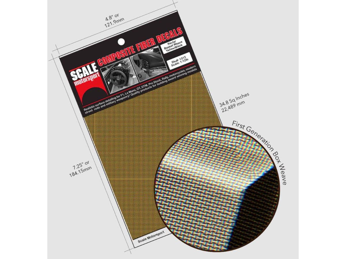 1/24 ケブラーファイバーデカール (バスケット織り、黒・黄色)