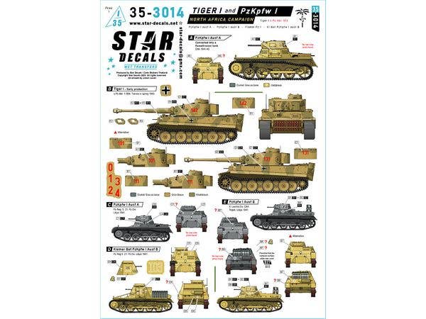 1/35 WWII ドイツ 北アフリカ戦線のタイガーI重戦車とI号戦車 タイガーI初期型/I号戦車A型/B型/火炎放射戦車/指揮戦車
