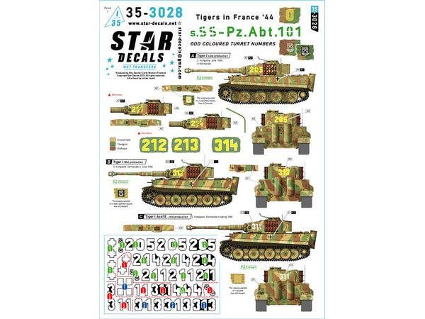 1/35 WWII ドイツ 1944年フランスのタイガー重戦車#4 1944年夏の第101SS重戦車大隊 変則的な砲塔番号色のタイガーI中期型/後期型