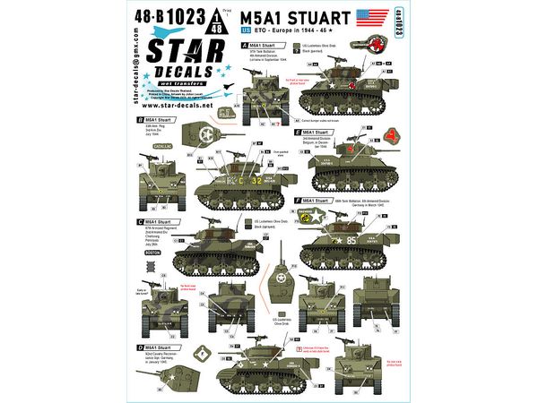1/48 WWII アメリカ ヨーロッパ戦線のM5A1スチュアート 1944-45年