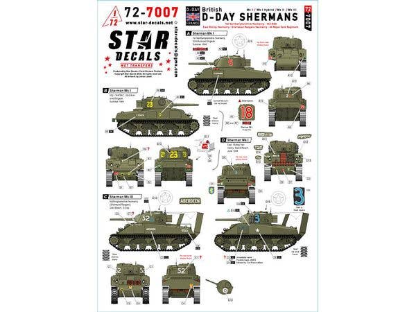 1/72 WWII イギリス Dデイのシャーマン ノルマンディー上陸作戦のシャーマンMk.I/Mk.Iハイブリッド/Mk.II/Mk.III