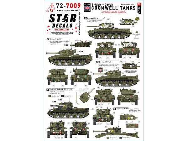 1/72 WWII イギリス イギリス軍/チェコ軍のクロムウェル巡航戦車 第1王立戦車連隊/ウェールズ近衛連隊第2大隊/チェコスロバキア独立装甲旅団群のクロムウェルMk.IV/Mk.VICS