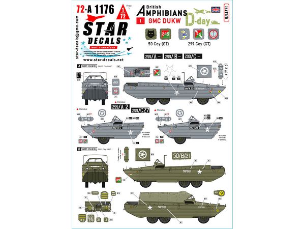 1/72 WWII イギリス D - デイのDUKW水陸両用車#1 第50/ 第299総合輸送中隊