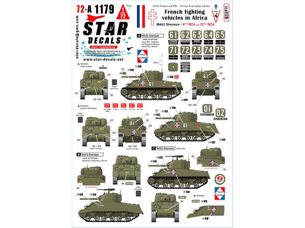 1/72 WWII アフリカのフランス軍戦闘車両#4 第6/第12アフリカ騎兵連隊のM4A2シャーマン 1943/44年