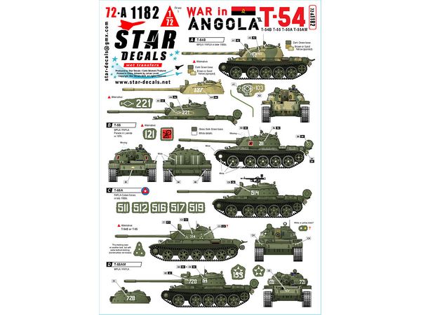 1/72 現用 アンゴラ内戦#2 MPLA/FAPLAのT-54B/T-55/T-55A/T-55AM戦車 1970-80年代